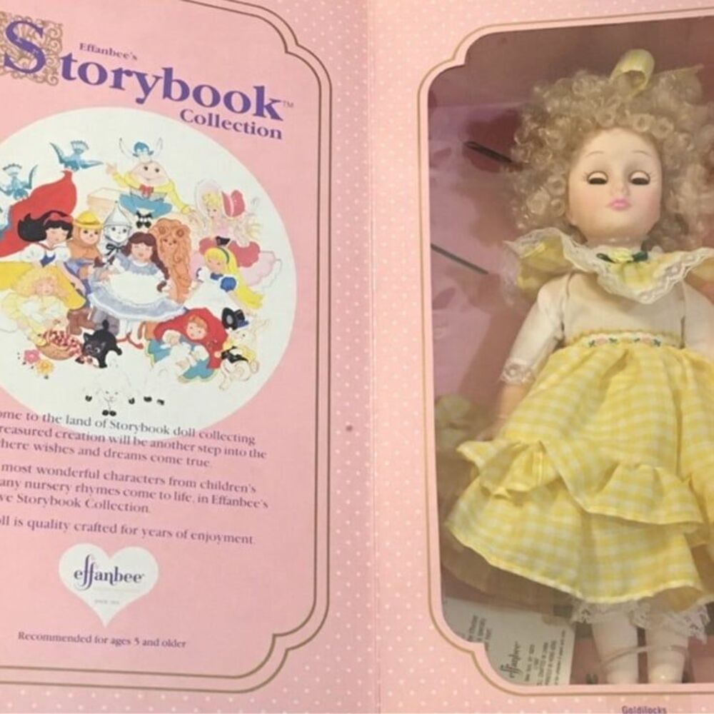 Effanbee Goldilocks Ceramic Doll Curly blonde hair Yellow dress White shoes